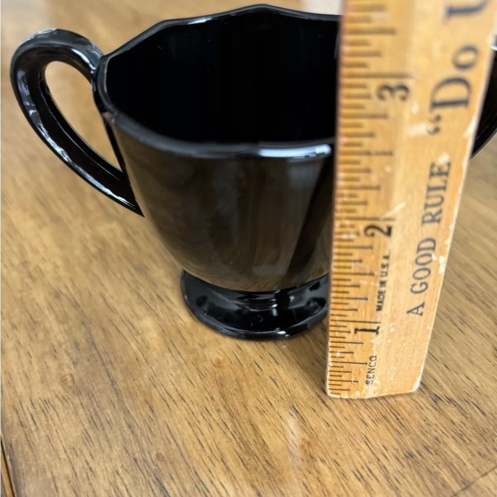 Vintage Elegant Fostoria FAIRFAX Ebony Glossy Black Glass Creamer Open Sugar - Picture 11 of 14